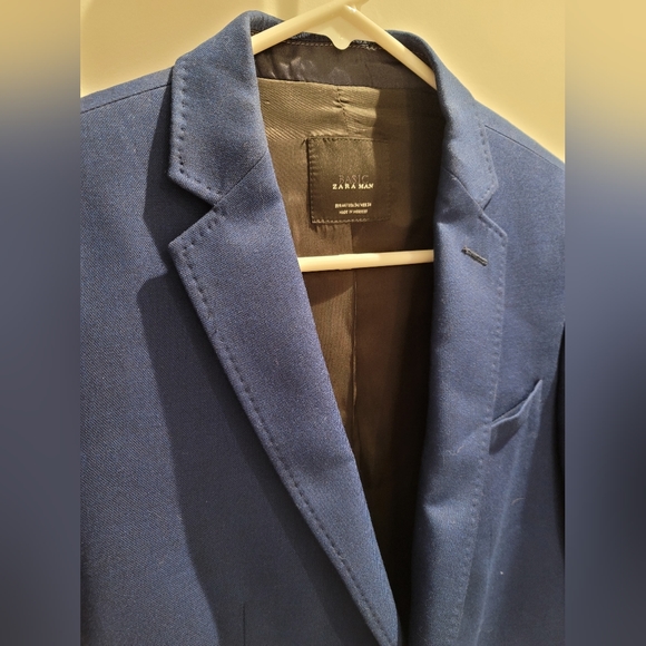 ZARA Man Blue Blazer Size 34 - Picture 3 of 4